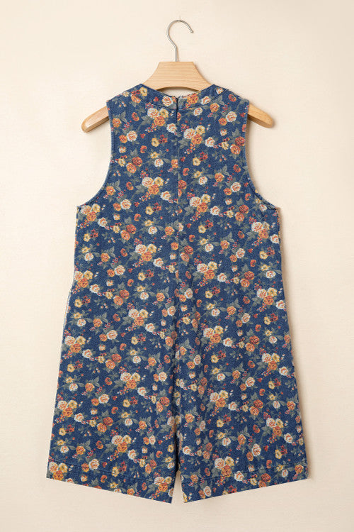 Retro Floral Pleated Romper RTS