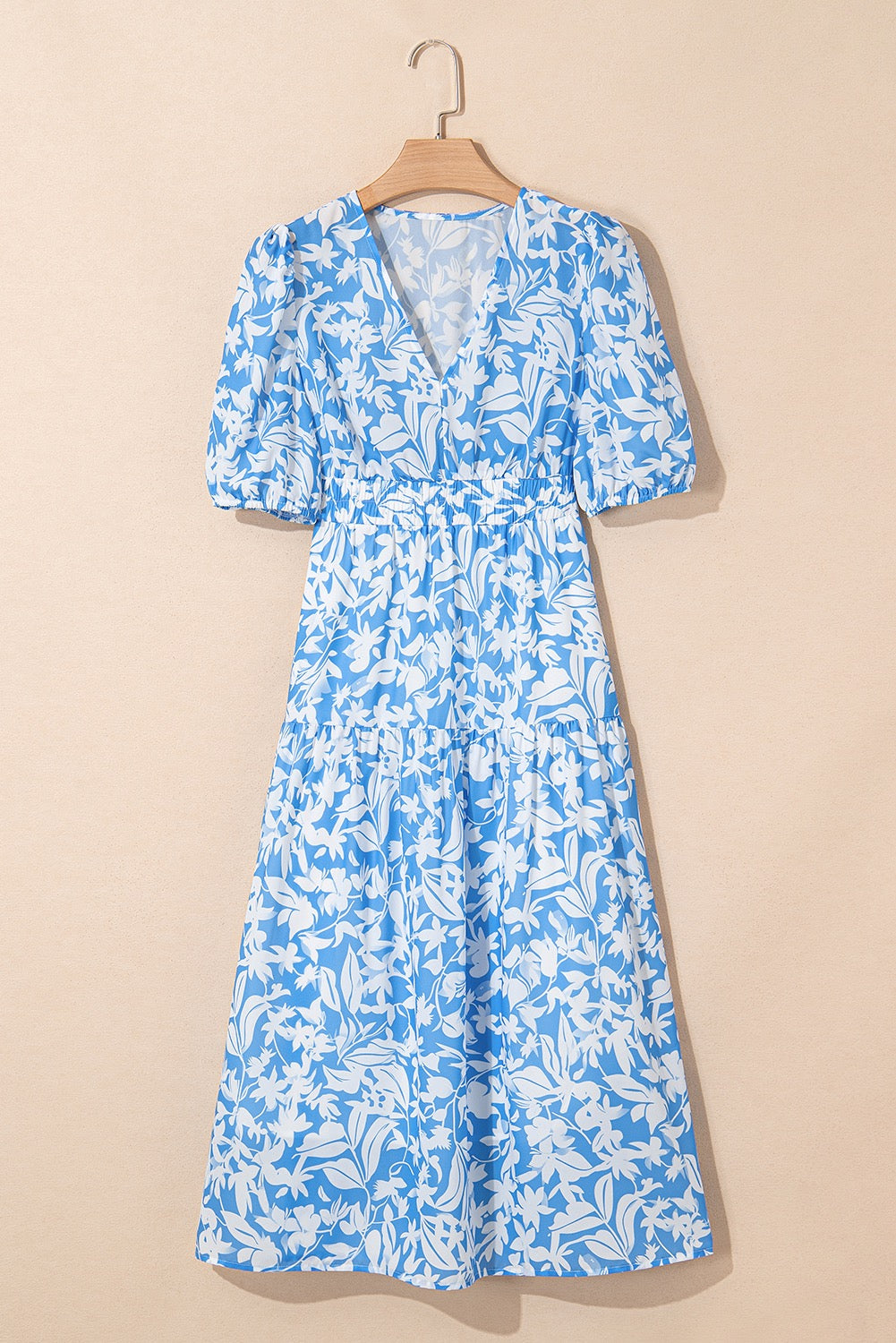 Sky Blue Floral Long Dress RTS