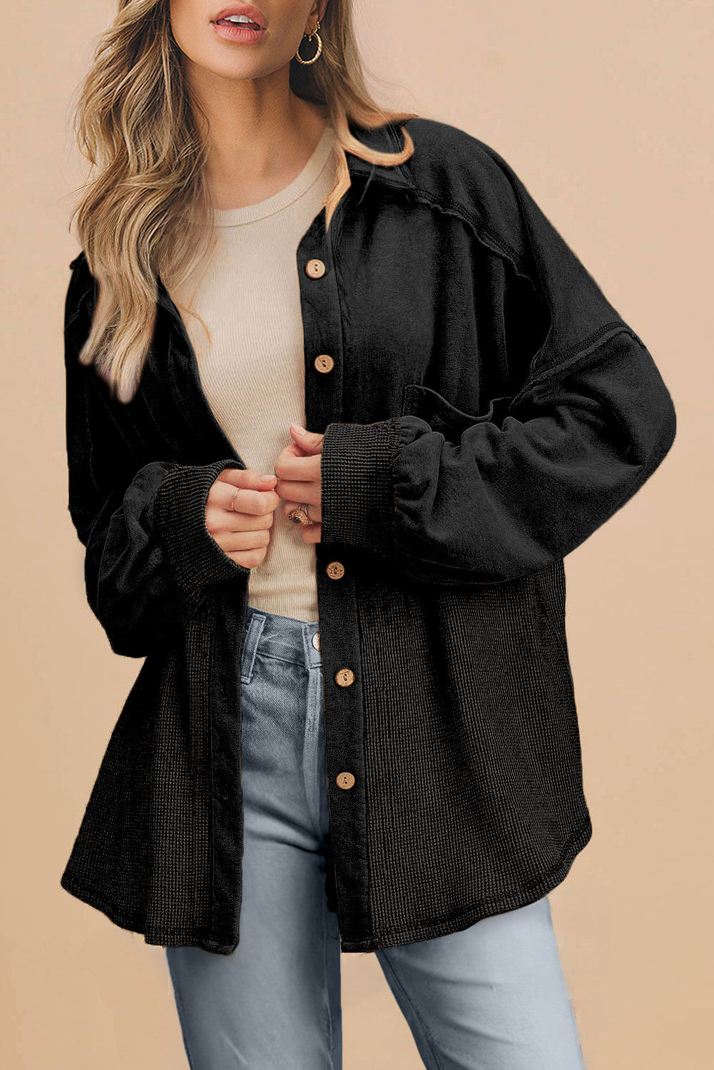 Waffle Knit Shacket RTS