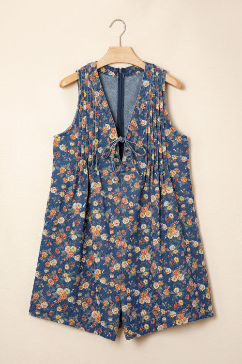 Retro Floral Pleated Romper RTS