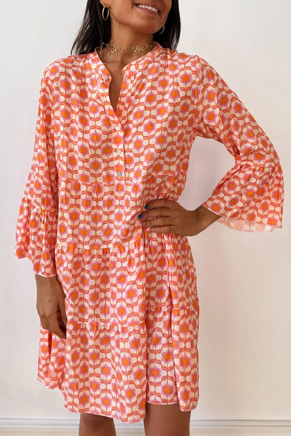 Orange Flowers Mini Dress RTS