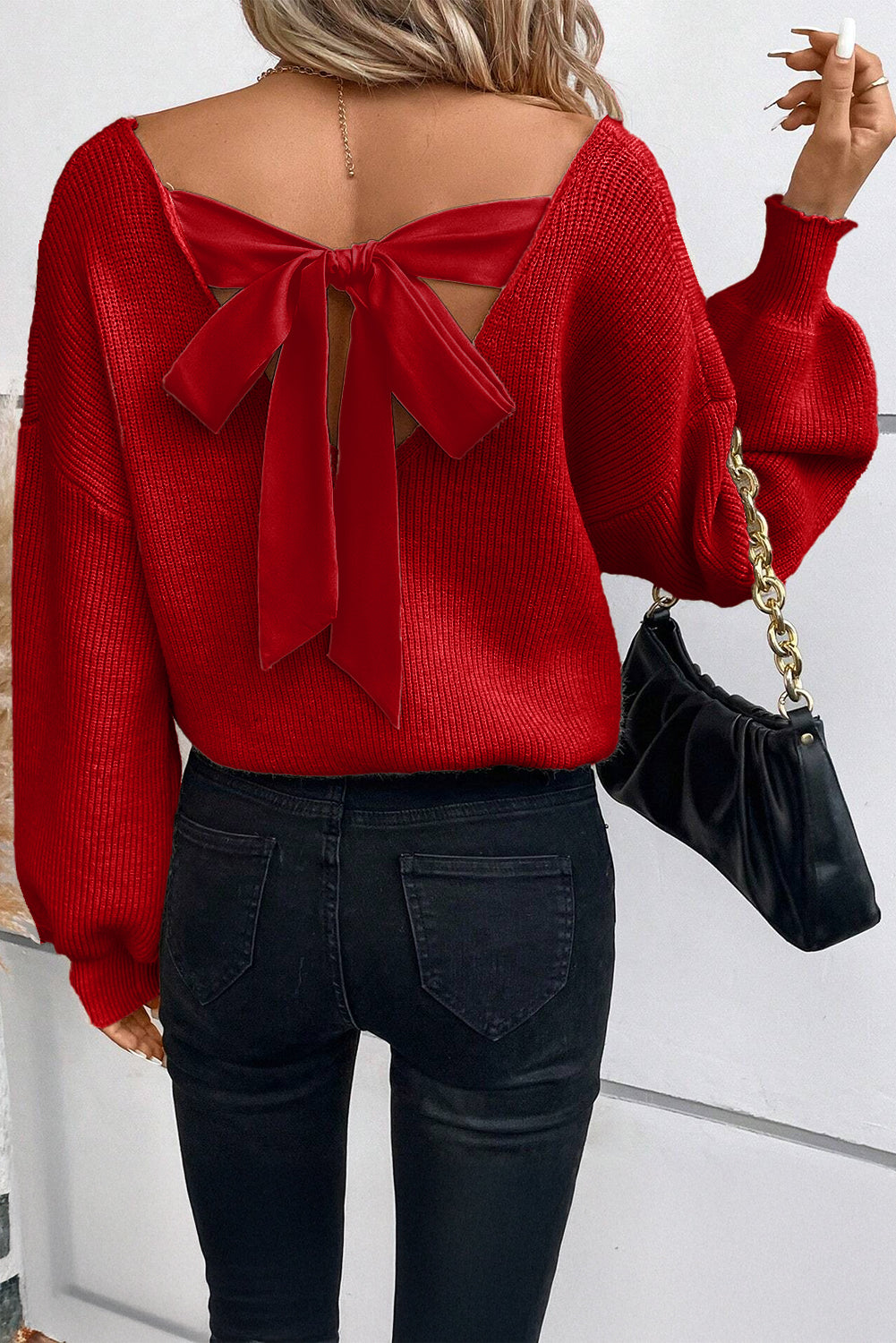 Lantern Knot Back Sweater *Multiple Colors* RTS
